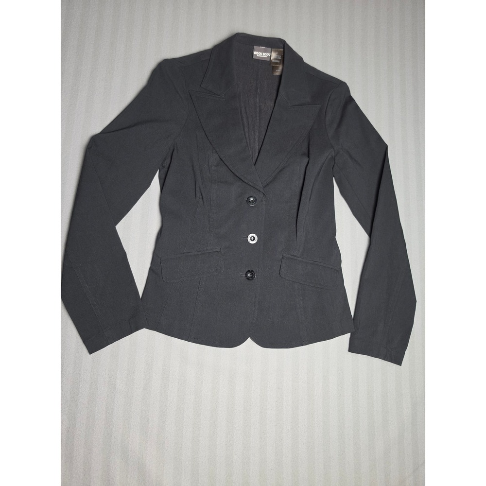 Bisou Bisou Michele Bohbot Vintage Y2K Black Tailored Blazer Jacket Size 6